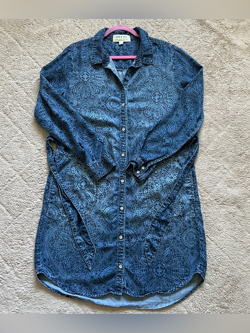 Anthropologie Cloth & Stone Chambray Shirt Dress Preppy Minimalist Vacation Sz M